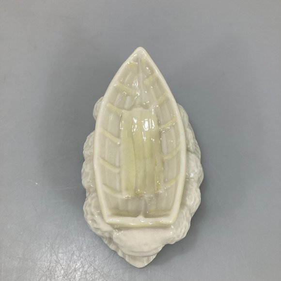 Belleek Boat Yellow Luster Open Salt Trinket Dish - Picture 4 of 5